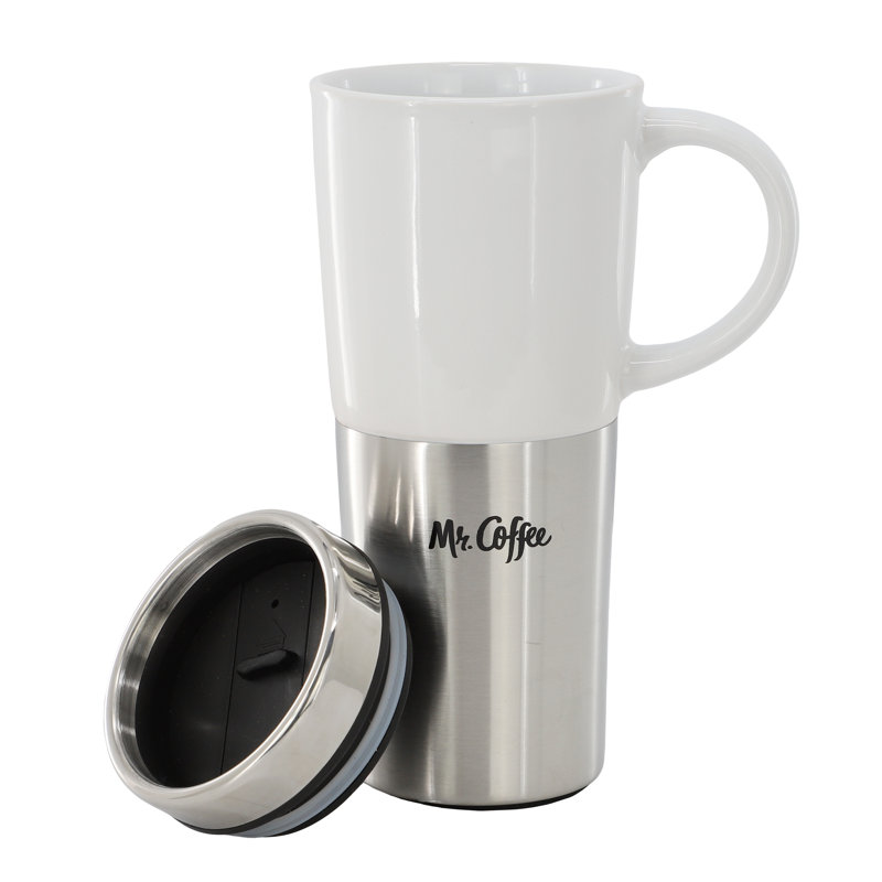 Grande tasse de voyage en grès avec couvercle 16 pièces 4 onces Coffee Travertine 