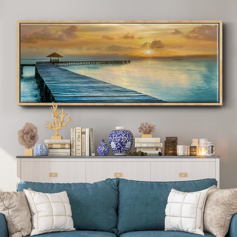 Island Time- Framed Canvas, 20" H x 50" W