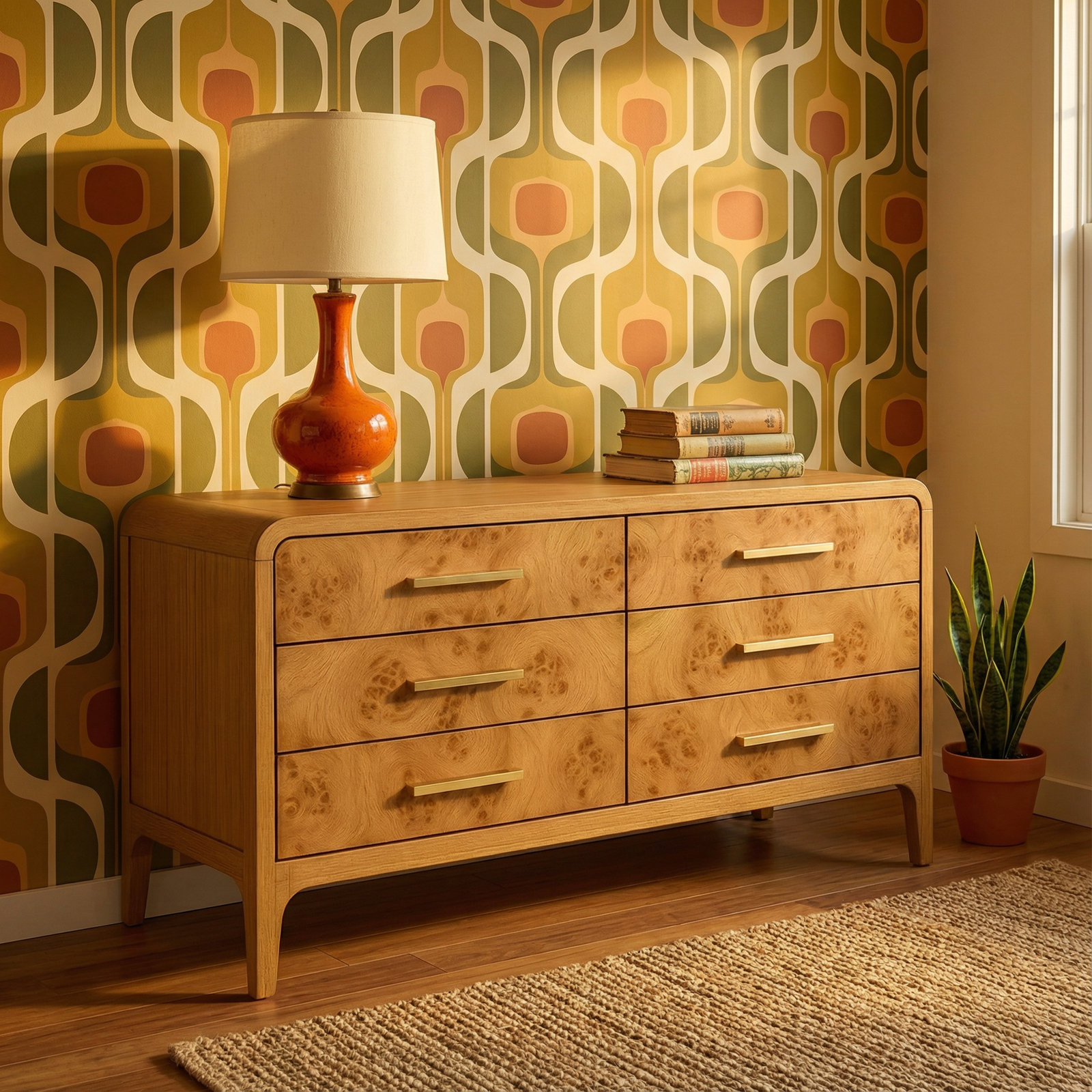 62" Burl Wood Double Dresser