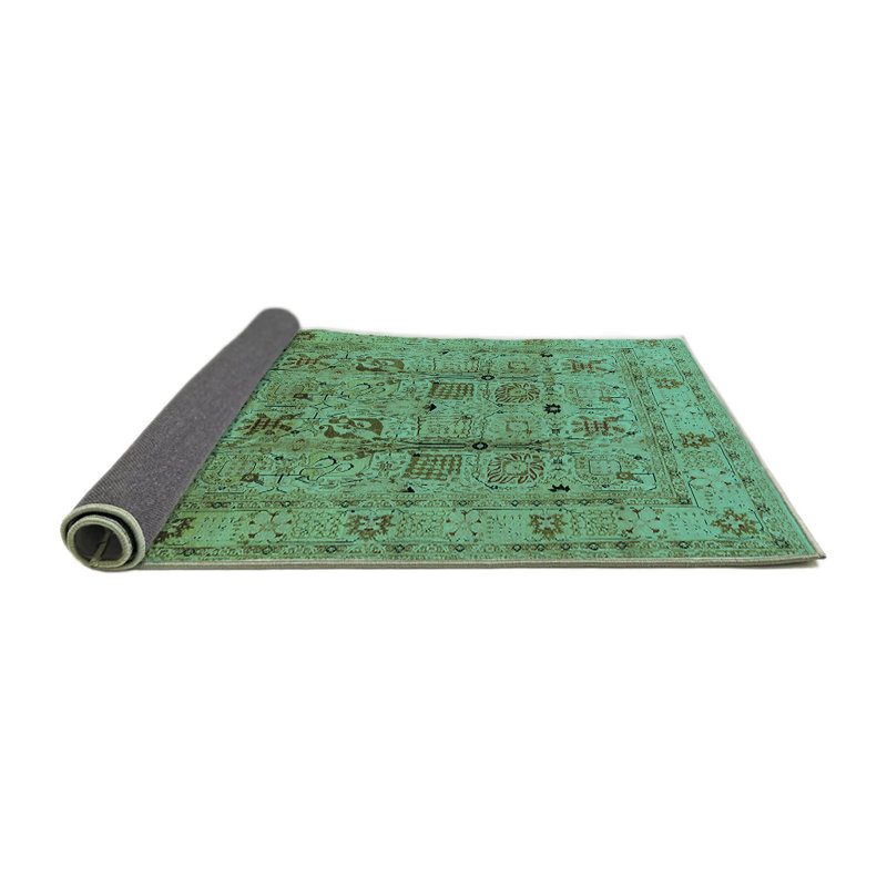 Tapis oriental en laine / polyester tissé à la machine en bleu, Carré 5 pi