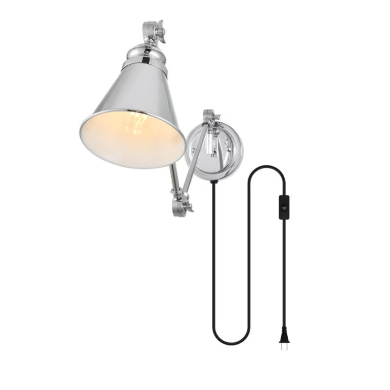 Pruett Plug-in Swing Arm Sconce, Chrome