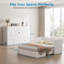 Grand lit escamotable Murphy avec grand tiroir de rangement et chargement USB, blanc-640051903
