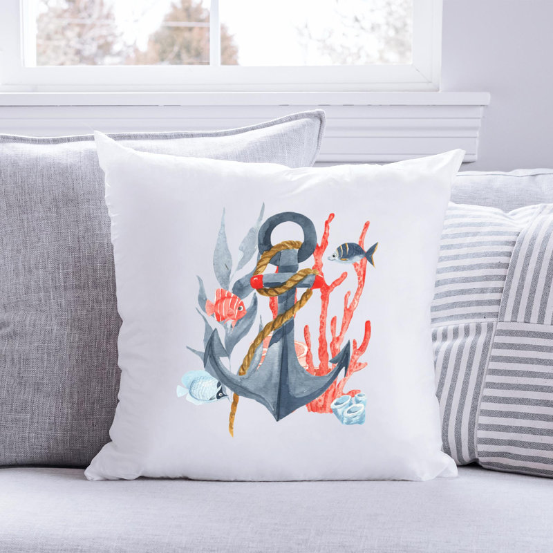 Nautical Sea Life_126 - Coussin décoratif avec coussin décoratif, H 20 po x l 20 po