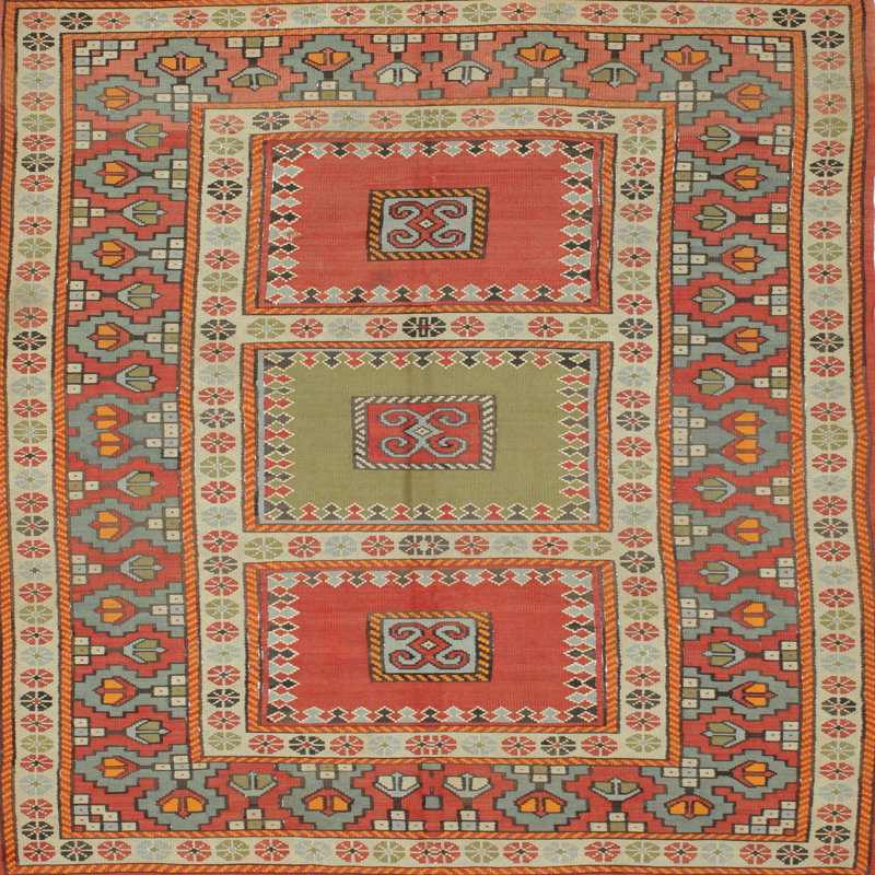 Tapis brun Southwestern, Rond 5 pi