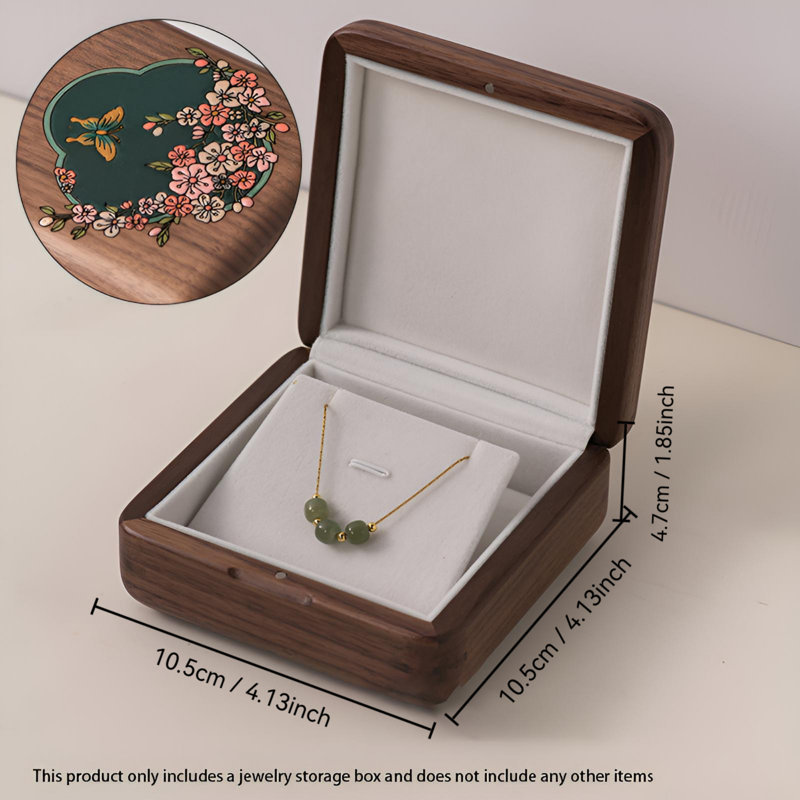 High End Solid Wood Jewellery Storage Box With Soft Velvet Lining, Small And Exquisite