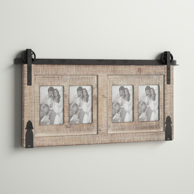 Barnwood Collage Picture Frame. 4 hole 4x6 Multi Opening Frame