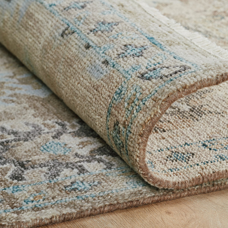 Oushara Hand Knotted Wool Oriental Area Rug, Rectangle 10' x 14'