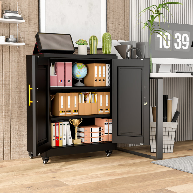 Armoire de rangement Ebern Designs, Noir, noir, noir, noir