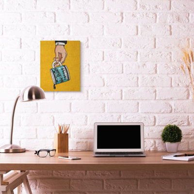 Drip Coffee Cup Vintage Comic Book Yellow Blue Design by Ester Kay - Single Picture Frame Graphic Art on Canvas