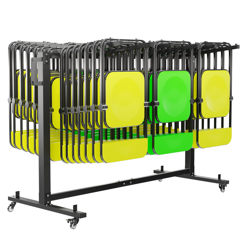 Chariot de transport pliant robuste de 660 lb, support en acier au carbone avec roulettes verrouillables, housse de protection imperméable et poignées doubles pour le rangement et le déplacement de banquets et d'événements