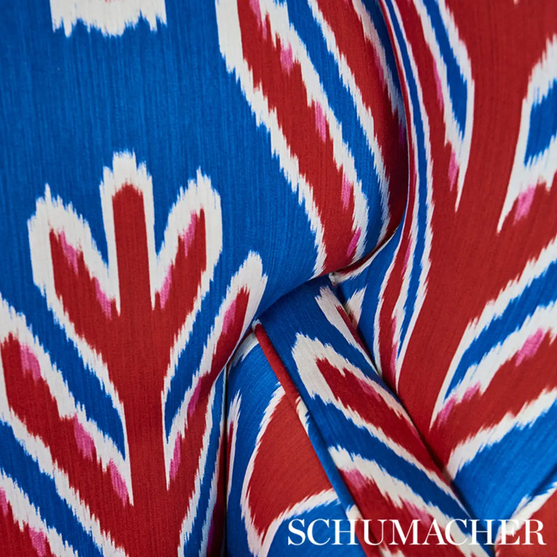 Schumacher x Johnson Hartig Bodhi Tree Fabric, Blue/Red