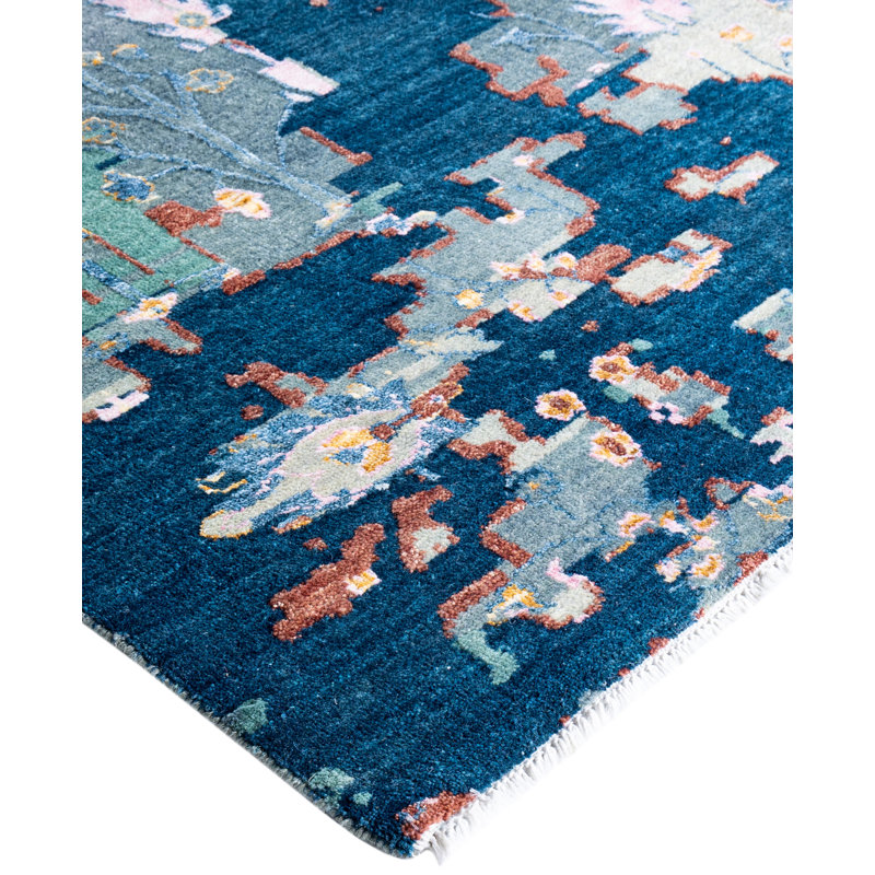 Tapis noué à la main de conception unique Melby - gris, 9 pi 2 po x 12 pi 2 po