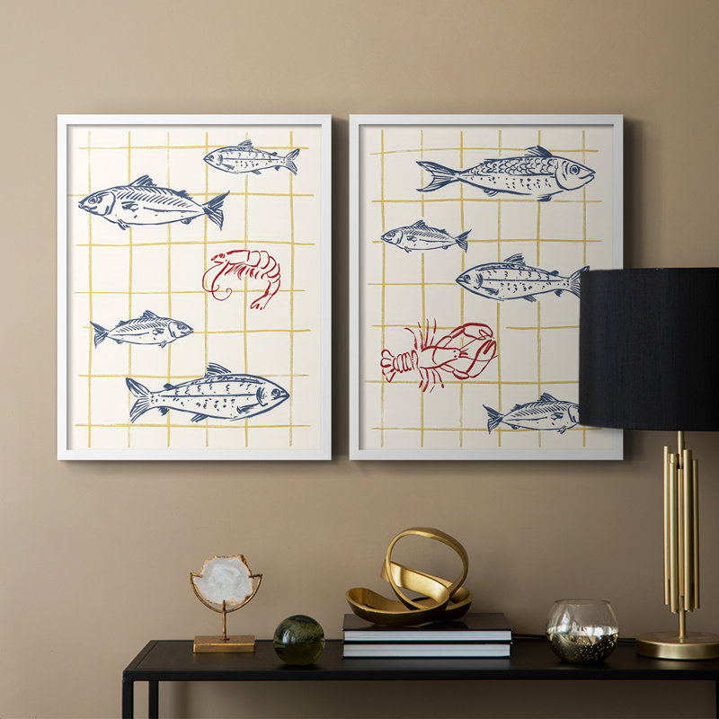 «Salty Sea Friends I», reproduction encadrée de qualité supérieure - prête à être accrochée - aucun clou requis - aucun clou requis