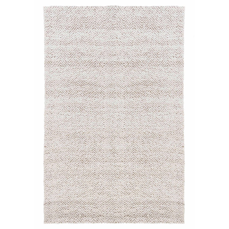 Ivory Herringbone Handwoven Wool Rectangular Rug