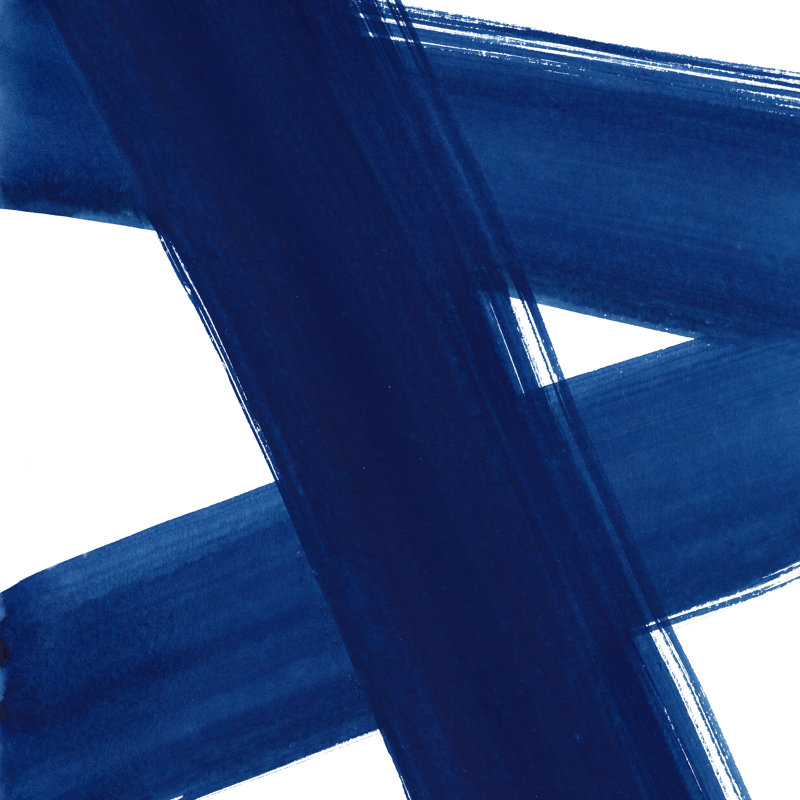 Indigo, coups de pinceau abstraits 4, H 30 po x l 30 po