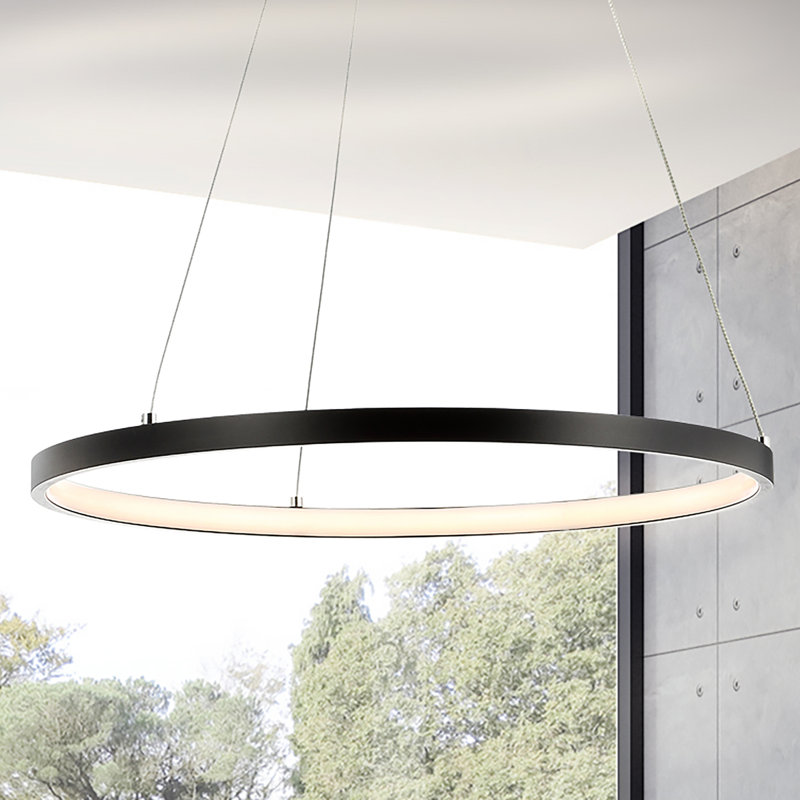 Lustre spectaculaire et unique à 1 lumière DEL Odin, Noir mat, H 0,75 po x l 15,75 po x P 15,75 po