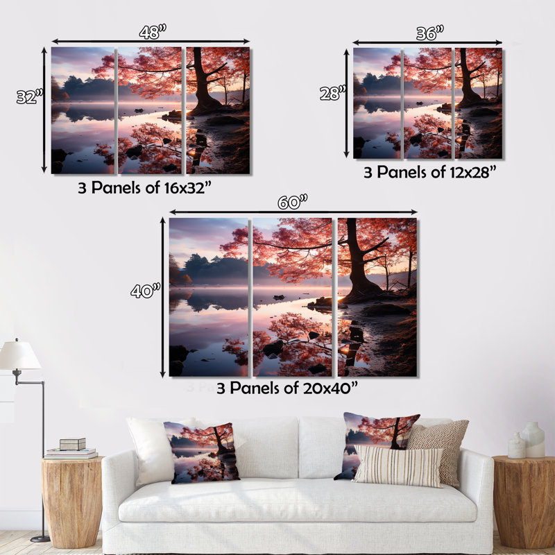 «Lake Serenity Pastel Sunrise In Autumn», H 40 po x l 60 po x P 1 po