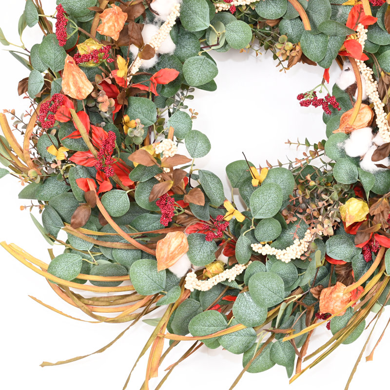 Couronne d'automne en coton 26 po
