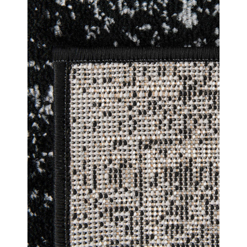 Brandt Floral Area Rug, Rectangle 6'1" x 9', Yes, Black