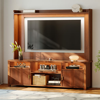 70.9"H Entertainment Center & Tv Stand– Charge, Store ,Led Light & Secure Seamlessly