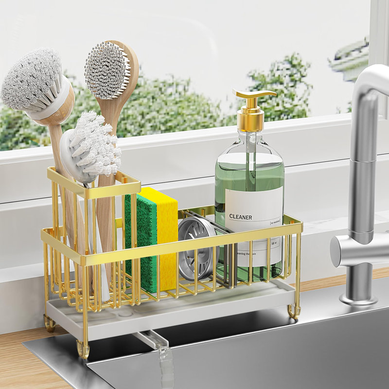 Support pour éponge en acier inoxydable A, fixation sur le comptoir, peu encombrant et durable, Gold Incorrect