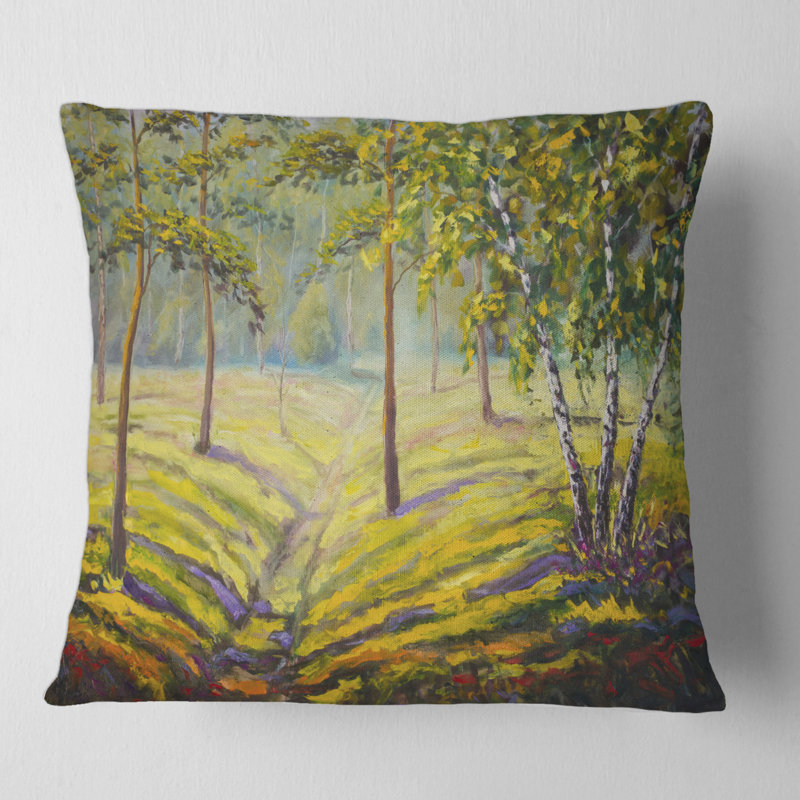 Housse de coussin carrée Pine Trees and Bushes in the Forest II, 16" x 16"