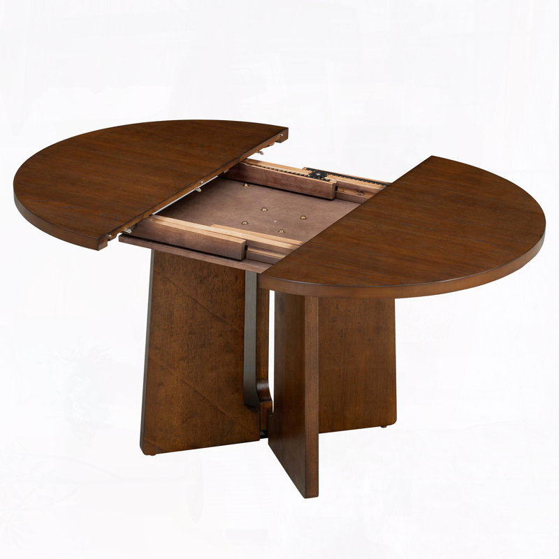 Ensemble de table de salle à manger 5 pièces avec plateau extensible en bois massif et chaises rembourrées, Brun
