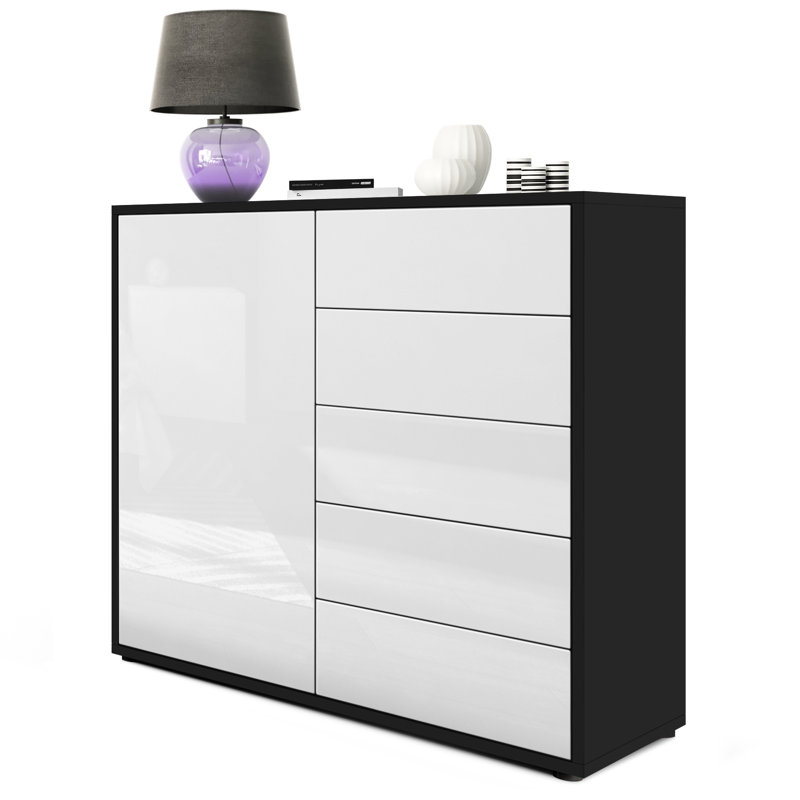 Mcdevitt 79cm Sideboard, Matt Black/Glossy White