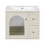 Ensemble de meuble-lavabo mural 24 po pour petit espace, armoire de salle de bain avec lavabo en céramique, 2 tiroirs et 1 porte à fermeture en douceur-466456631