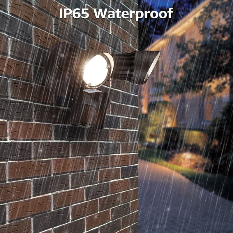 2 Head LED Outdoor Security Floodlight Motion Sensor, 3 Lighting Modes, 3000K, Bronze