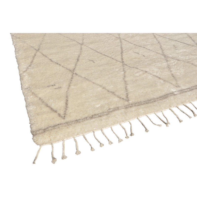 Casablanca Wool Moroccan Area Rug in Ivory/Grey, Rectangle 7'9" x 9'9"