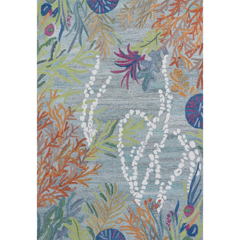 Reef Under the Sea Hand-Tufted Recycled Polyester Indoor/Outdoor Area Rug, Rectangle 9' x 13'