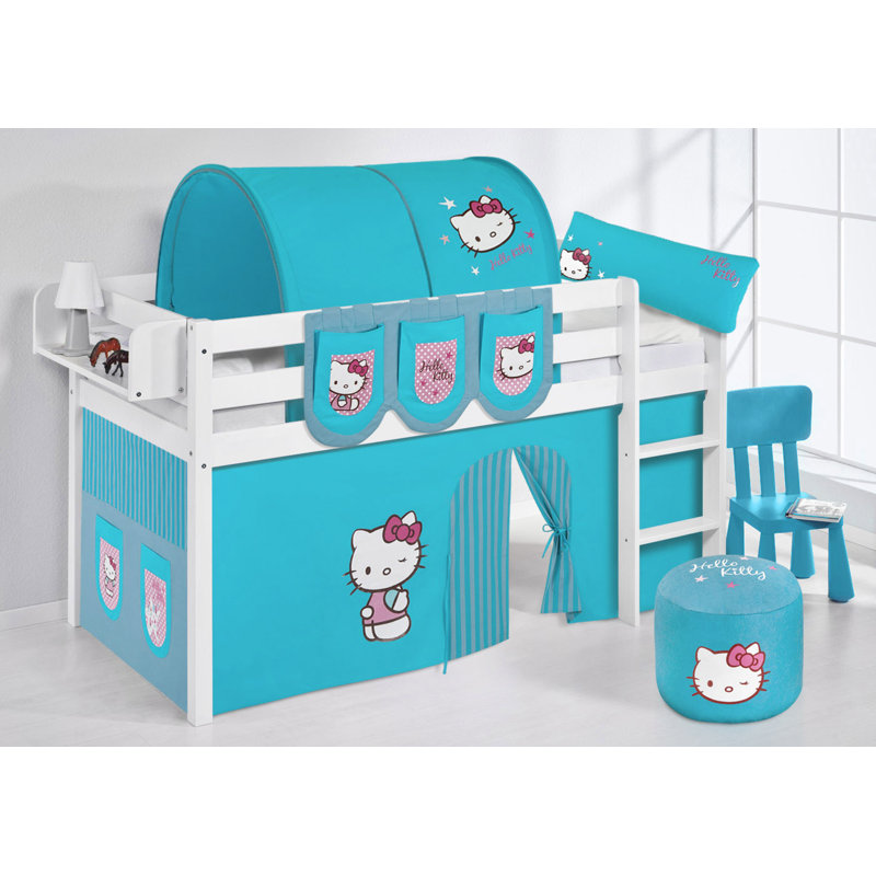 Hello Kitty Kids Loft Bed, Turquoise, European Single (90 x 190 cm)