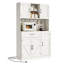 Armoire de rangement pour garde-manger de 71 po de hauteur avec lumière DEL et station de charge, huche de cuisine avec tablette à micro-ondes et 6 crochets, tablettes de porte et tiroir et tablettes réglables pour la salle à manger