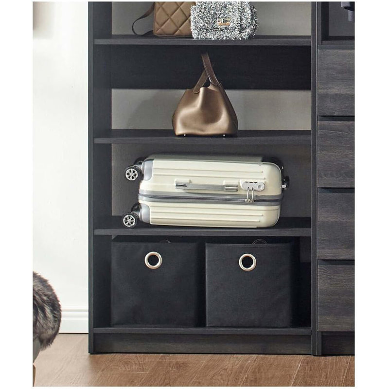 Home Imports Emporium Oak Freestanding Walk in Wood Closet System for Functional Closet Room Design, Black