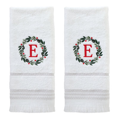 WREATH MONOGRAM E EMB HAND-WHT