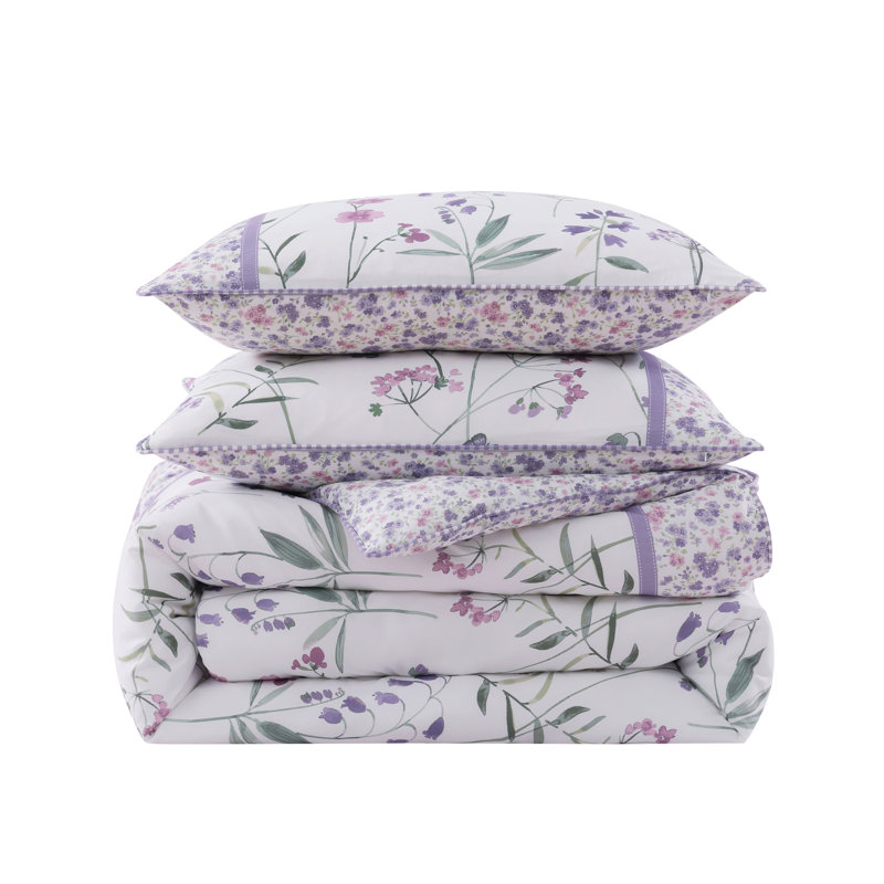 Nola 4 pièces Ensemble d'édredon lilas, Édredon double + 3 pièces supplémentaires