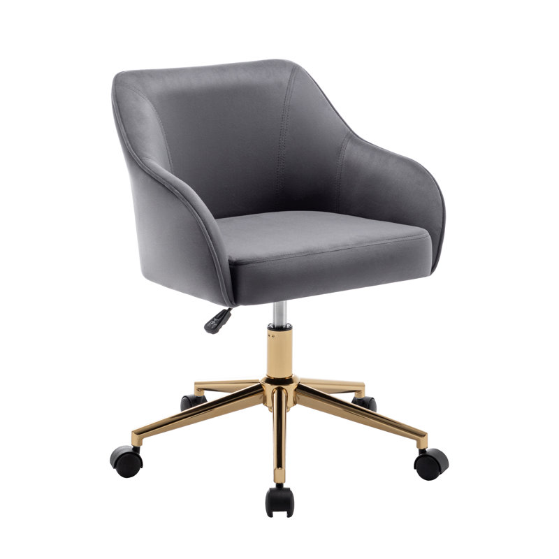 Jace Velvet Office Chair, Dark Grey