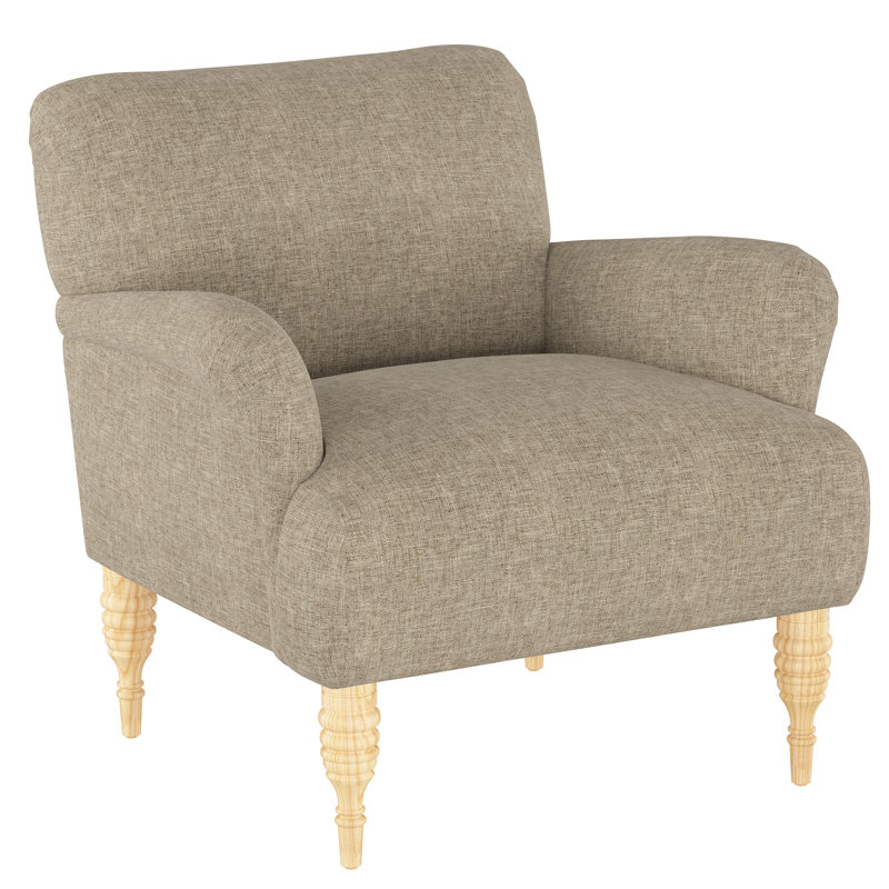 Upholstered Armchair, Zuma Natural Textured Linen, Zuma White Textured Linen