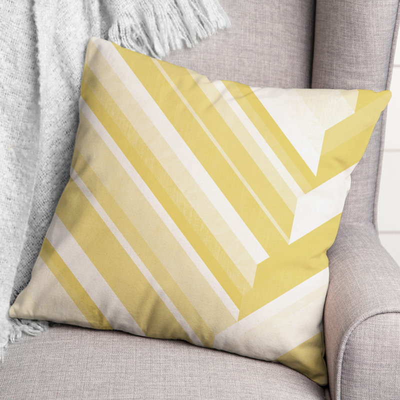 Striped Outdoor Reversible Throw Pillow, Yellow