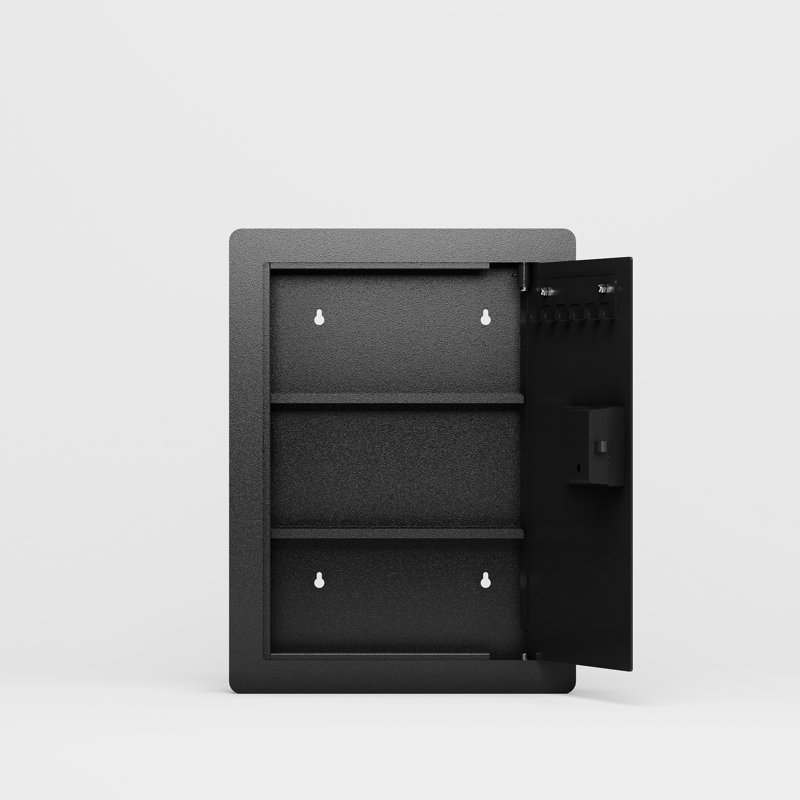 Coffre-fort mural noir pour le rangement des bijoux de valeur et des armes à feu avec tablettes amovibles