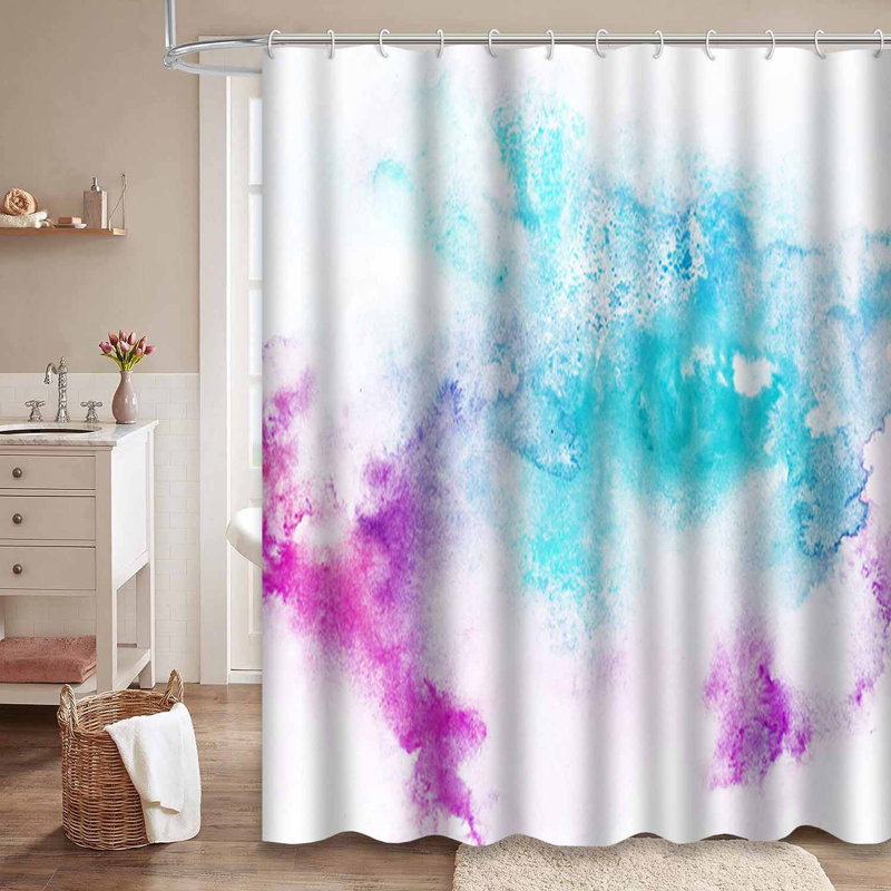 Rideau de douche bleu imperméable, rideaux de douche pour la salle de bain avec 12 crochets, 72" L x 72" W