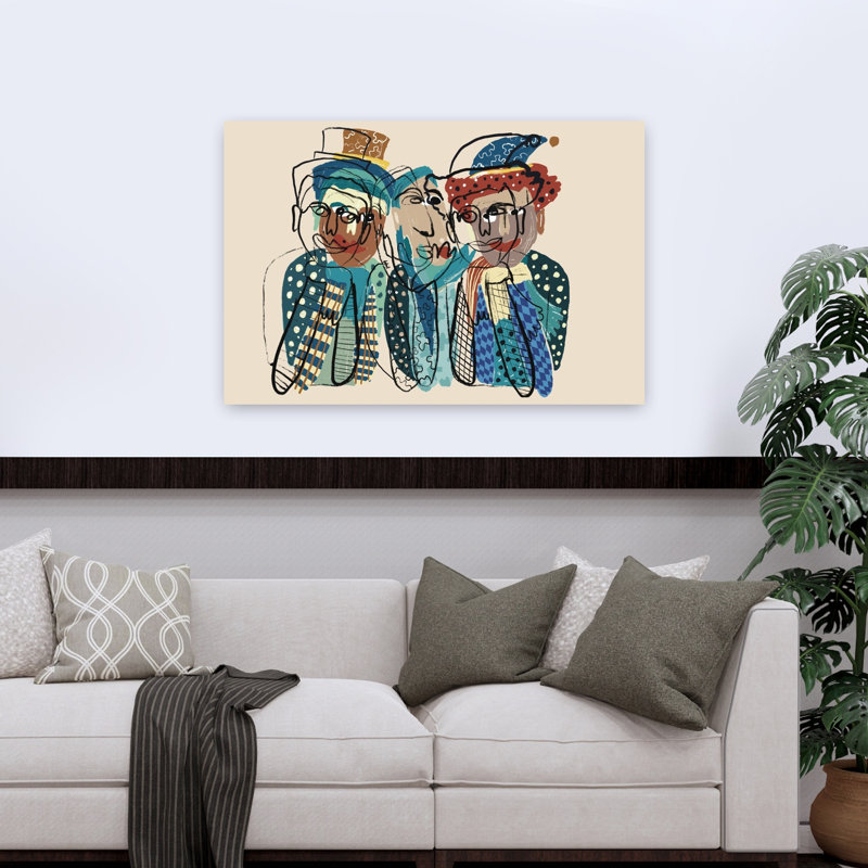 Art mural fantaisiste abstrait abstrait contemporain fantaisiste, 32" H x 48" W