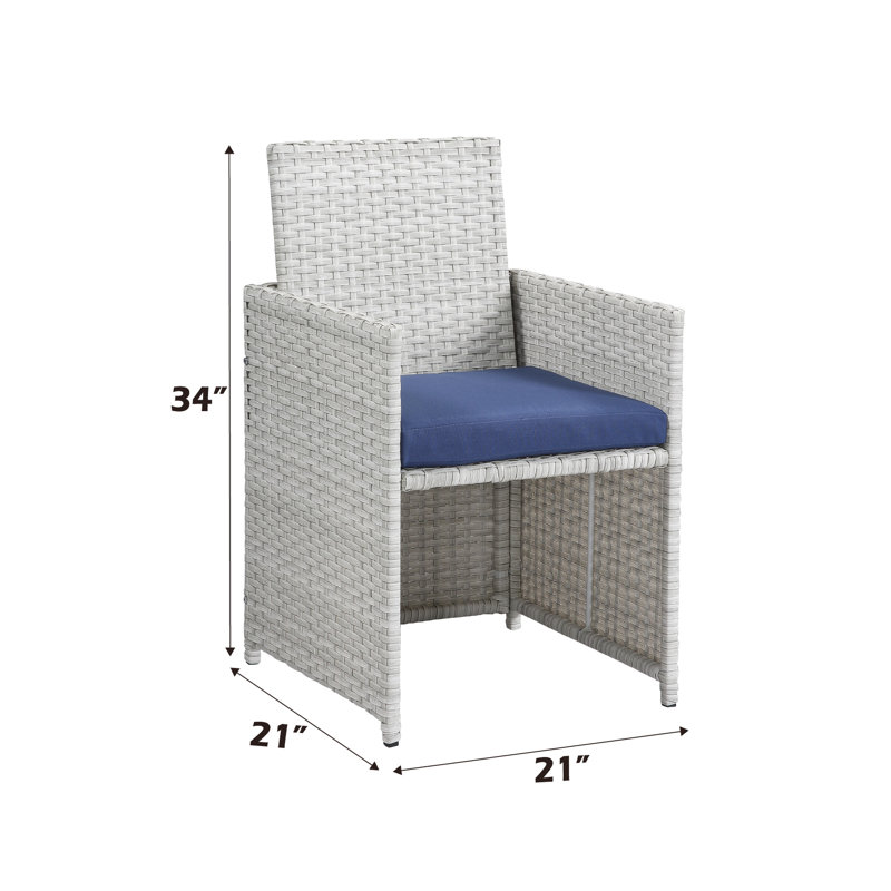 9 pièces Bistro - bleu, tissu, chaises, repose-pieds, tissu de table de salle à manger et 9 pièces comprenant 4 onglets