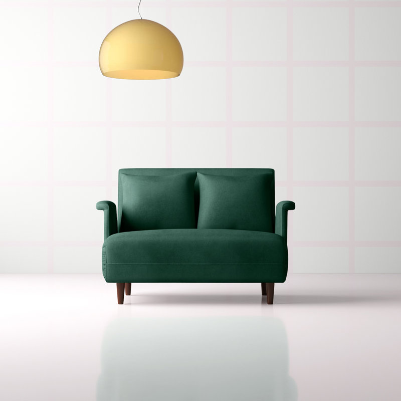 Shivani 47.64" Velvet Flared Arm Loveseat Sofa Bed, Green