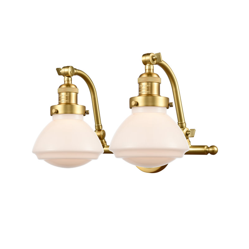 Chesterville 2 - Light Dimmable Vanity Light, Matte White, 6 Watt Vinage LED Bulb, Satin Gold