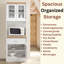 Armoire de cuisine avec présentoir en porcelaine de 22,7 pouces de large avec rangement, tablette à micro-ondes et tiroir à ustensiles de cuisine-116087307