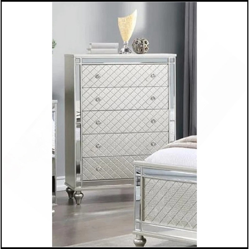Commode de chambre à coucher 1 tiroir 5 pièces Glam