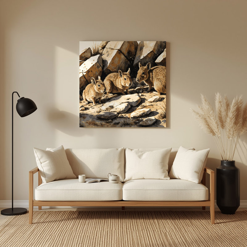 Art mural en métal Wildlife Rock Hyrax Beige, H 12 po x l 12 po