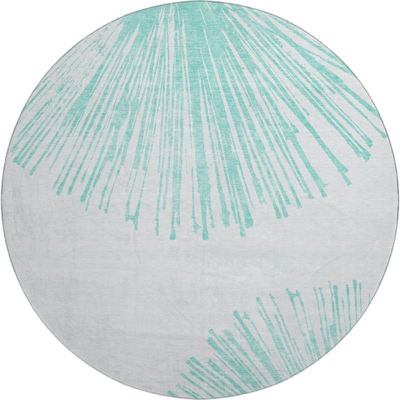 Premium Machine Washable Cerrito Teal Rug, Round 8'